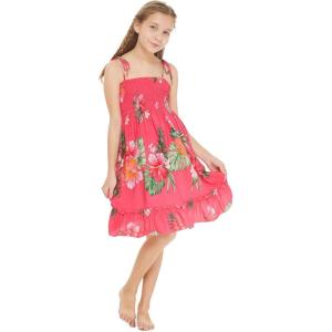 imageGirl Hawaiian Elastic Top Strap Dress in Pretty Tropical Hot PinkPretty Tropical Hot Pink