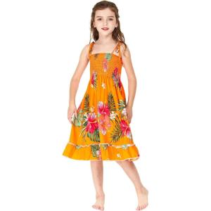 imageGirl Hawaiian Elastic Top Strap Dress in Pretty Tropical Hot PinkPretty Tropical Orange