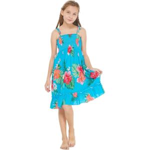 imageGirl Hawaiian Elastic Top Strap Dress in Pretty Tropical Hot PinkPretty Tropical Turquoise