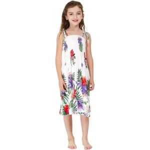 imageGirl Hawaiian Elastic Top Strap Dress in Pretty Tropical Hot PinkPretty Tropical White