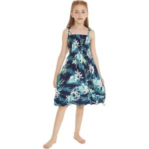 imageGirl Hawaiian Elastic Top Strap Dress in Wispy CereusOrchid Breeze Navy