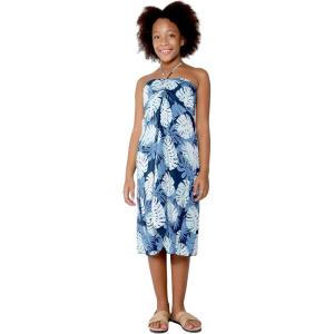 imageGirl Hawaiian Halter Dress in Pacific Palm CreamPacific Palm Navy