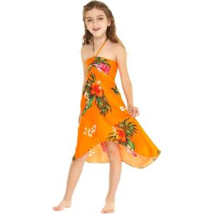 imageGirl Hawaiian Halter Dress in Pretty Tropical Hot PinkPretty Tropical Orange