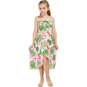 imageGirl Hawaiian Halter Dress in Various PatternsLotus and Orchid