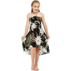 imageGirl Hawaiian Halter Dress in Various PatternsWispy Cereus Black