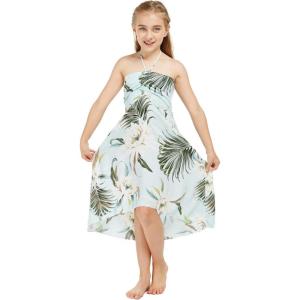 imageGirl Hawaiian Halter Dress in Various PatternsWispy Cereus Light Blue