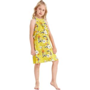imageGirl Hawaiian Round Neck with Ruffle Dress in Garden Poppy YellowGarden Poppy Yellow