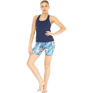 imageHawaii Hangover Womens Athletic Sportswear Solid Tank Top and Patterned Bike Shorts SetFirebird Blue White