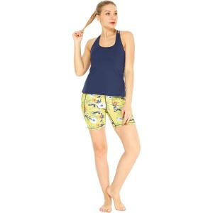 imageHawaii Hangover Womens Athletic Sportswear Solid Tank Top and Patterned Bike Shorts SetGarden Poppy Yellow