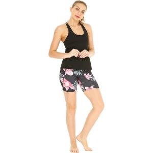 imageHawaii Hangover Womens Athletic Sportswear Solid Tank Top and Patterned Bike Shorts SetLotus and Orchid Black