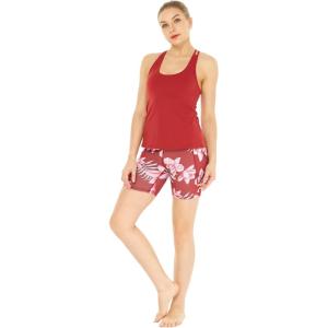 imageHawaii Hangover Womens Athletic Sportswear Solid Tank Top and Patterned Bike Shorts SetLotus and Orchid Red
