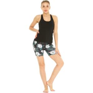 imageHawaii Hangover Womens Athletic Sportswear Solid Tank Top and Patterned Bike Shorts SetWispy Cereus Black