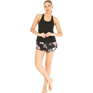 imageHawaii Hangover Womens Athletic Sportswear Solid Tank Top and Patterned Tennis Shorts SetLotus and Orchid Black