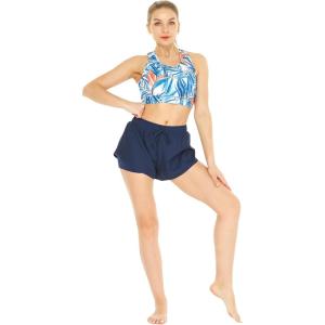 imageWomens Athletic Sportswear Patterned Bra Top and Solid Tennis Shorts SetFirebird Blue White