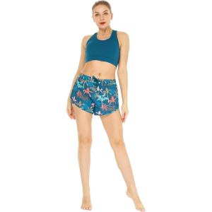 imageWomens Athletic Sportswear Solid Bra Top and Patterned Tennis Shorts SetCrayon Palms Green