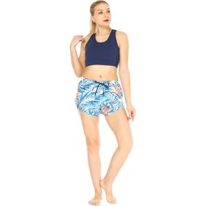 imageWomens Athletic Sportswear Solid Bra Top and Patterned Tennis Shorts SetFirebird Blue White