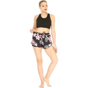 imageWomens Athletic Sportswear Solid Bra Top and Patterned Tennis Shorts SetLotus and Orchid Black