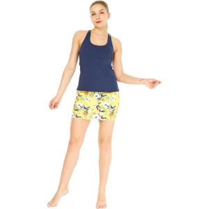imageWomens Athletic Sportswear Solid Tank Top and Patterned Skorts with Tights SetGarden Poppy Yellow