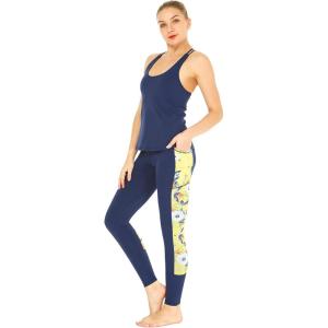 imageWomens Athletic Sportswear Solid Tank Top and Side Floral Legging SetGarden Poppy Yellow