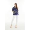 imageHawaiian Print Cotton 2 Pockets Scrub Top in Classic Map and Dolphin WhiteClassic Map and Dolphin Navy