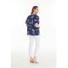 imageHawaiian Print Cotton 2 Pockets Scrub Top in Classic Map and Dolphin WhiteClassic Map and Dolphin Navy