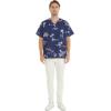 imageHawaiian Print Cotton 2 Pockets Scrub Top in Classic Map and Dolphin WhiteClassic Map and Dolphin Navy