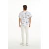 imageHawaiian Print Cotton 2 Pockets Scrub Top in Classic Map and Dolphin WhiteClassic Map and Dolphin White