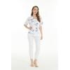 imageHawaiian Print Cotton 2 Pockets Scrub Top in Classic Map and Dolphin WhiteClassic Map and Dolphin White