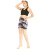 imageWomens Athletic Sportswear Solid Bra Top and Patterned Bike Shorts SetLotus and Orchid Black