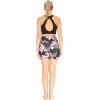 imageWomens Athletic Sportswear Solid Bra Top and Patterned Bike Shorts SetLotus and Orchid Black