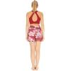 imageWomens Athletic Sportswear Solid Bra Top and Patterned Bike Shorts SetLotus and Orchid Red