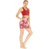 imageWomens Athletic Sportswear Solid Bra Top and Patterned Bike Shorts SetLotus and Orchid Red