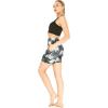 imageWomens Athletic Sportswear Solid Bra Top and Patterned Bike Shorts SetWispy Cereus Black