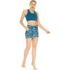imageWomens Athletic Sportswear Solid Bra Top and Patterned Skorts with Tights SetCrayon Palms Green