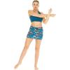 imageWomens Athletic Sportswear Solid Bra Top and Patterned Skorts with Tights SetCrayon Palms Green