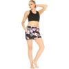imageWomens Athletic Sportswear Solid Bra Top and Patterned Skorts with Tights SetLotus and Orchid Black