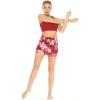 imageWomens Athletic Sportswear Solid Bra Top and Patterned Skorts with Tights SetLotus and Orchid Red
