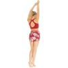 imageWomens Athletic Sportswear Solid Bra Top and Patterned Skorts with Tights SetLotus and Orchid Red