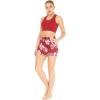 imageWomens Athletic Sportswear Solid Bra Top and Patterned Skorts with Tights SetLotus and Orchid Red