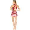 imageWomens Athletic Sportswear Solid Bra Top and Patterned Skorts with Tights SetLotus and Orchid Red