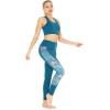 imageWomens Athletic Sportswear Solid Bra Top and Side Floral Legging SetCrayon Palms Green