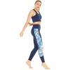 imageWomens Athletic Sportswear Solid Bra Top and Side Floral Legging SetFirebird Blue White