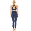 imageWomens Athletic Sportswear Solid Bra Top and Side Floral Legging SetFirebird Blue White