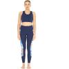 imageWomens Athletic Sportswear Solid Bra Top and Side Floral Legging SetFirebird Blue White