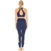 imageWomens Athletic Sportswear Solid Bra Top and Side Floral Legging SetGarden Poppy Yellow
