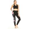 imageWomens Athletic Sportswear Solid Bra Top and Side Floral Legging SetLotus and Orchid Black