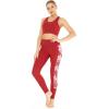imageWomens Athletic Sportswear Solid Bra Top and Side Floral Legging SetLotus and Orchid Red