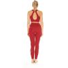 imageWomens Athletic Sportswear Solid Bra Top and Side Floral Legging SetLotus and Orchid Red