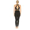 imageWomens Athletic Sportswear Solid Bra Top and Side Floral Legging SetWispy Cereus Black