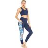 imageWomens Athletic Sportswear Solid Bra Top and Side Floral Legging SetFirebird Blue White